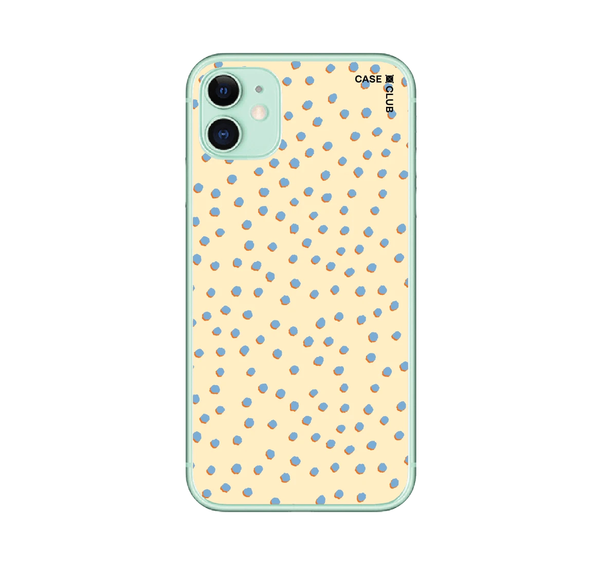 blue & yellow brush polka dots